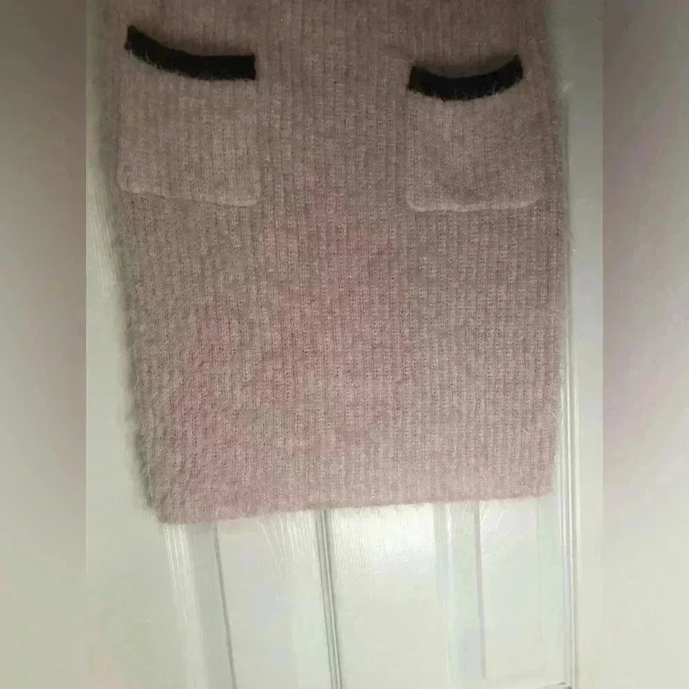 Pink mini skirt fuzzy sweater material size small